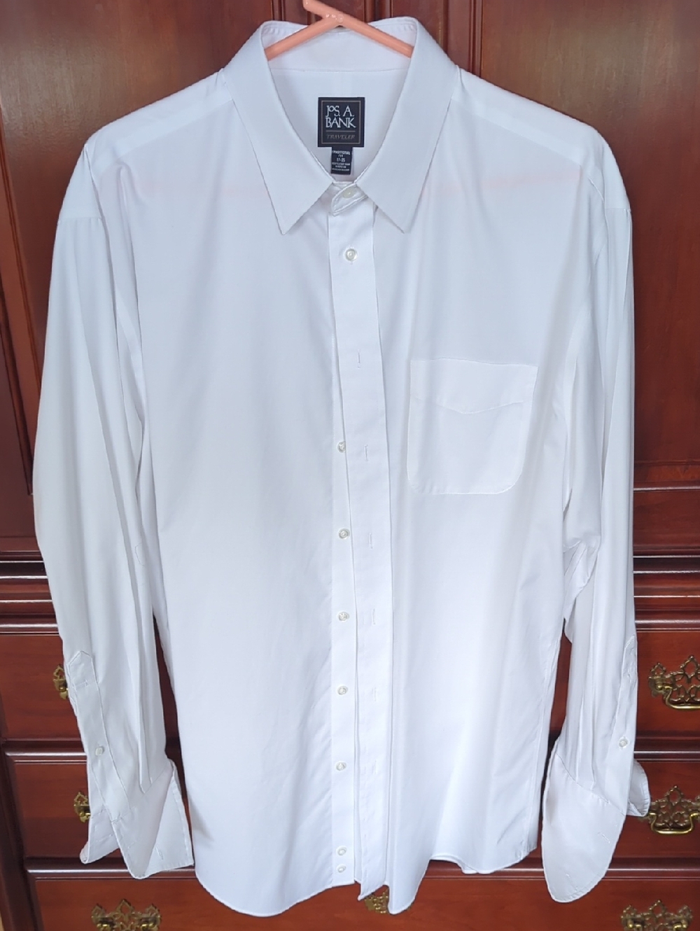 Jos. A. Bank Traveler White French Cuff long Sleeve Dress Shirt 100%cotton